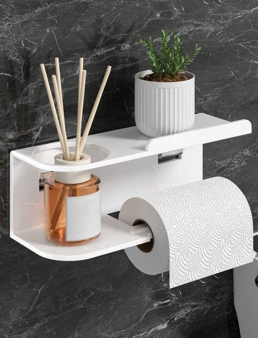 Support Mural WC avec Dévidoir & Emplacement Diffuseur – Sans Perçage