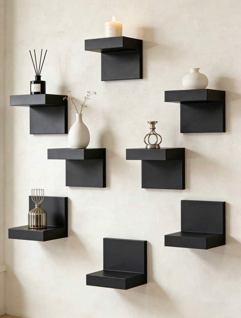 Lot de Mini Étagères Murales Flottantes – Noir Mat Minimaliste