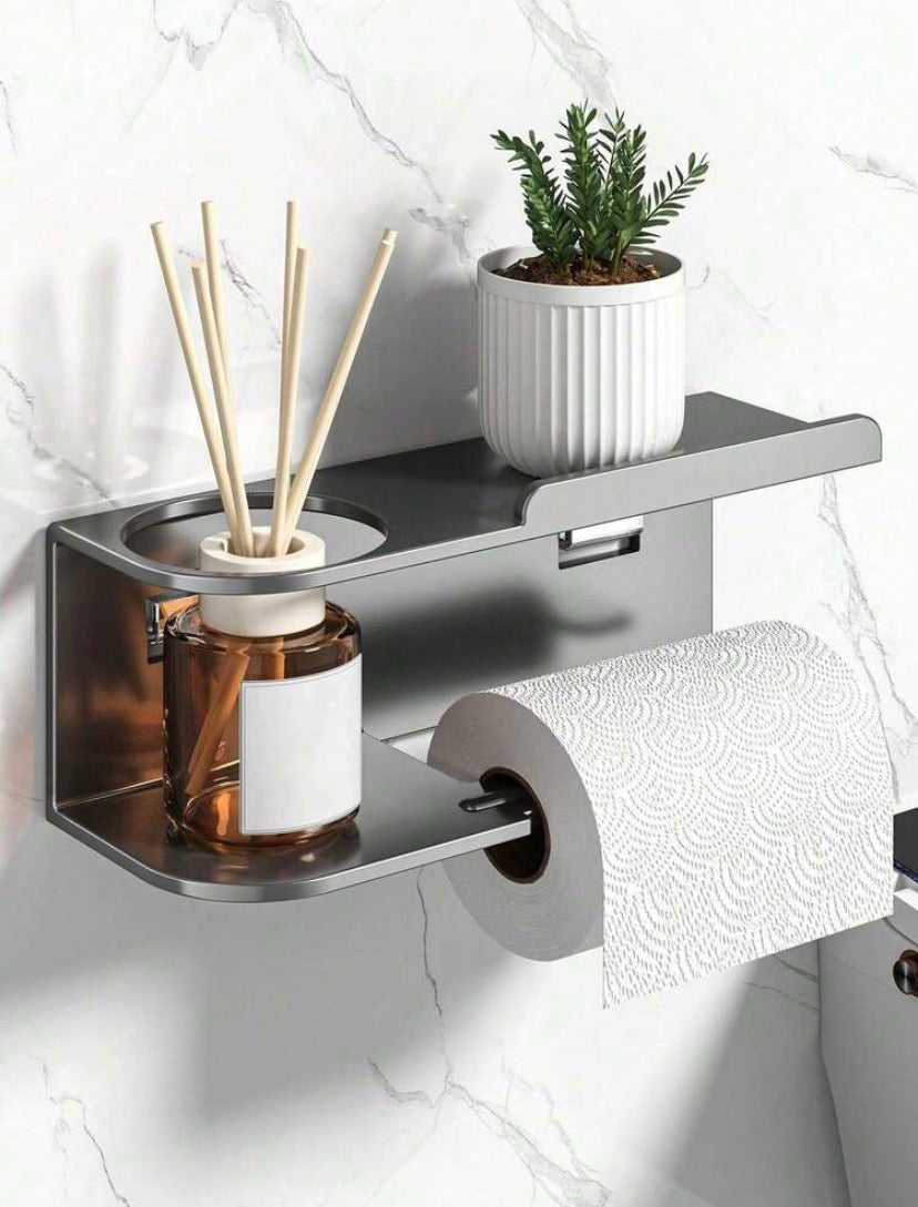 Support Mural WC avec Dévidoir & Emplacement Diffuseur – Sans Perçage