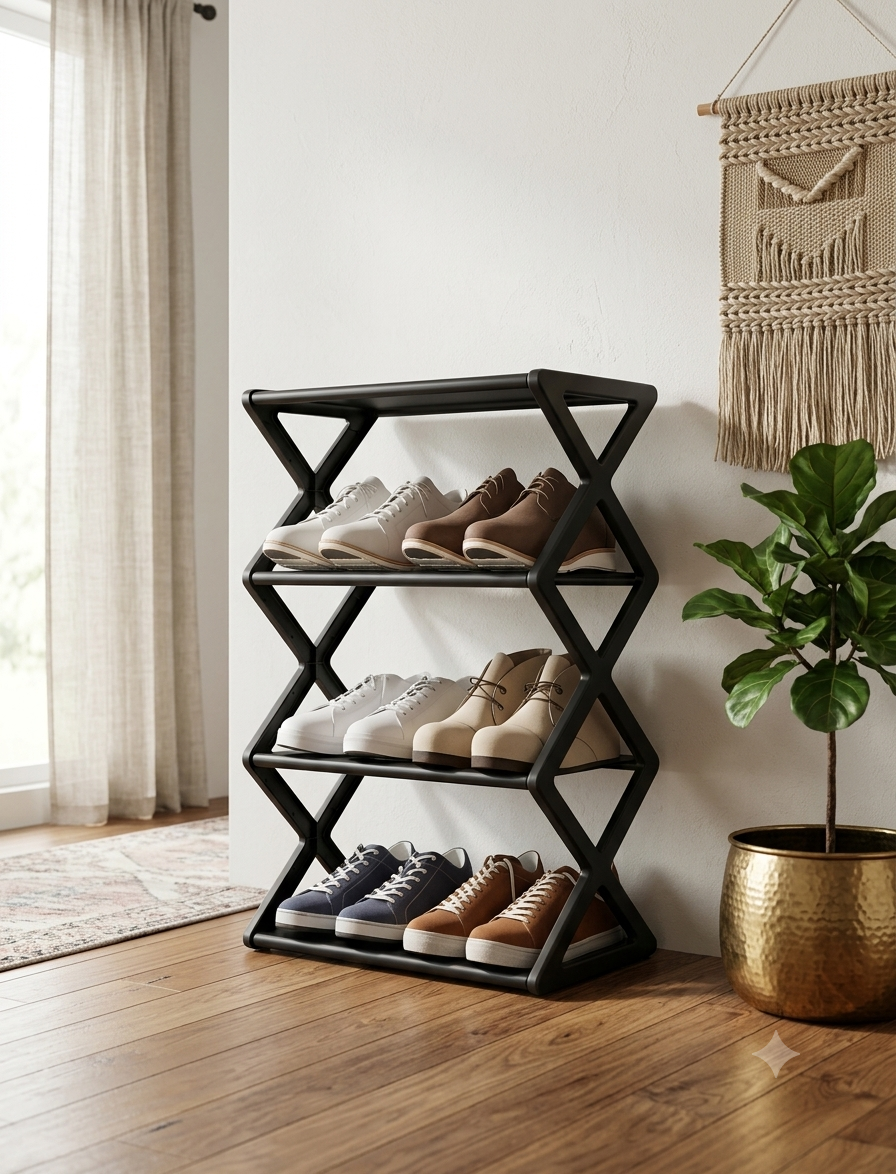 Meuble à Chaussures Compact 4 Niveaux – Design Modulaire & Gain de Place