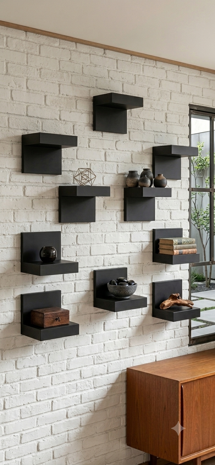 Lot de Mini Étagères Murales Flottantes – Noir Mat Minimaliste