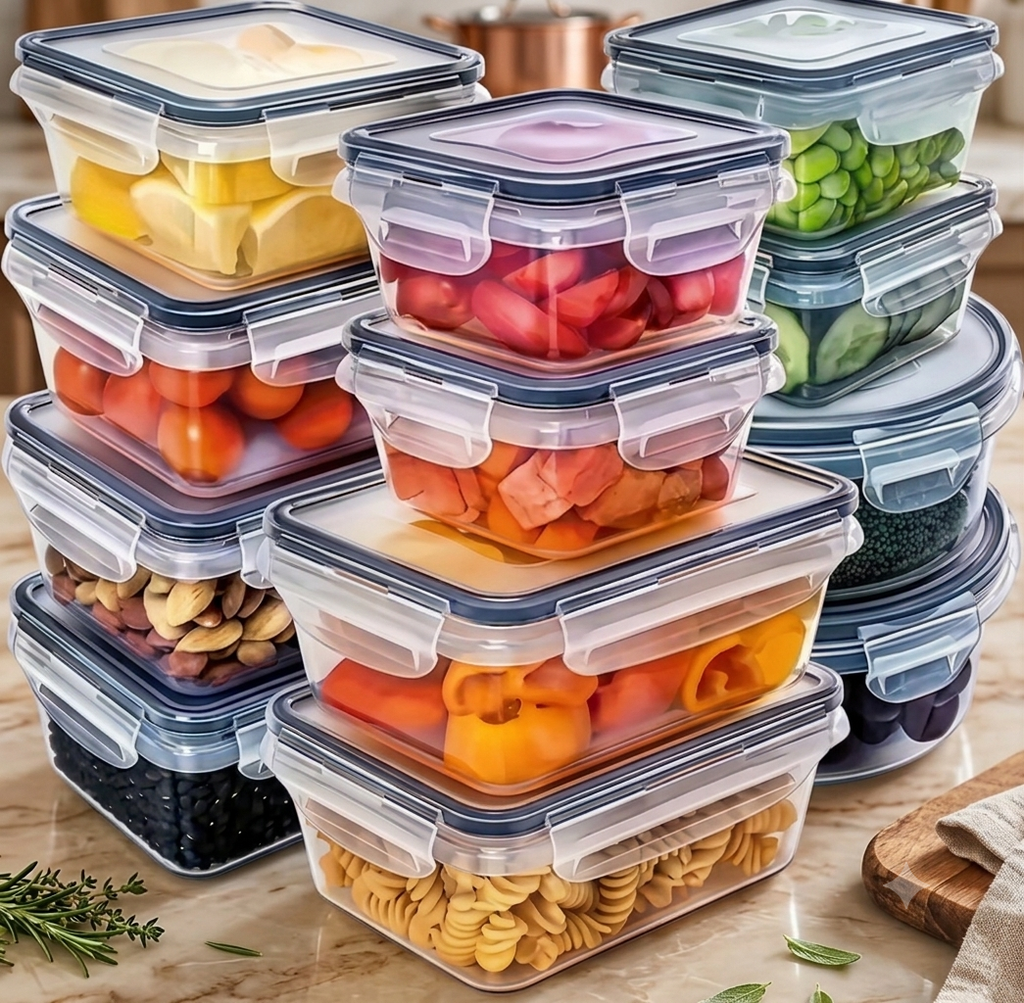 Boîtes de Conservation Hermétiques Multitailles – Set de 5 Boîtes + 5 Couvercles