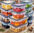 Boîtes de Conservation Hermétiques Multitailles – Set de 5 Boîtes + 5 Couvercles