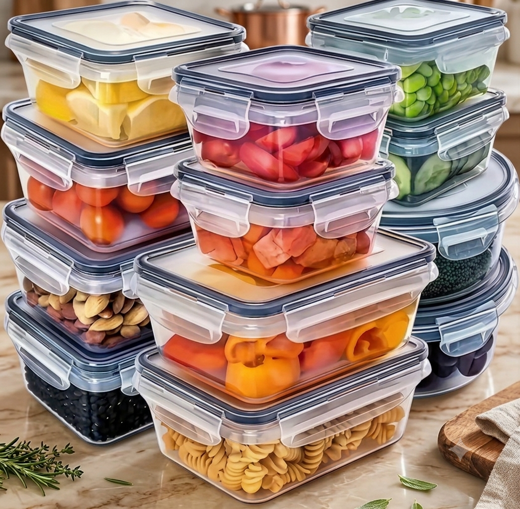 Boîtes de Conservation Hermétiques Multitailles – Set de 5 Boîtes + 5 Couvercles